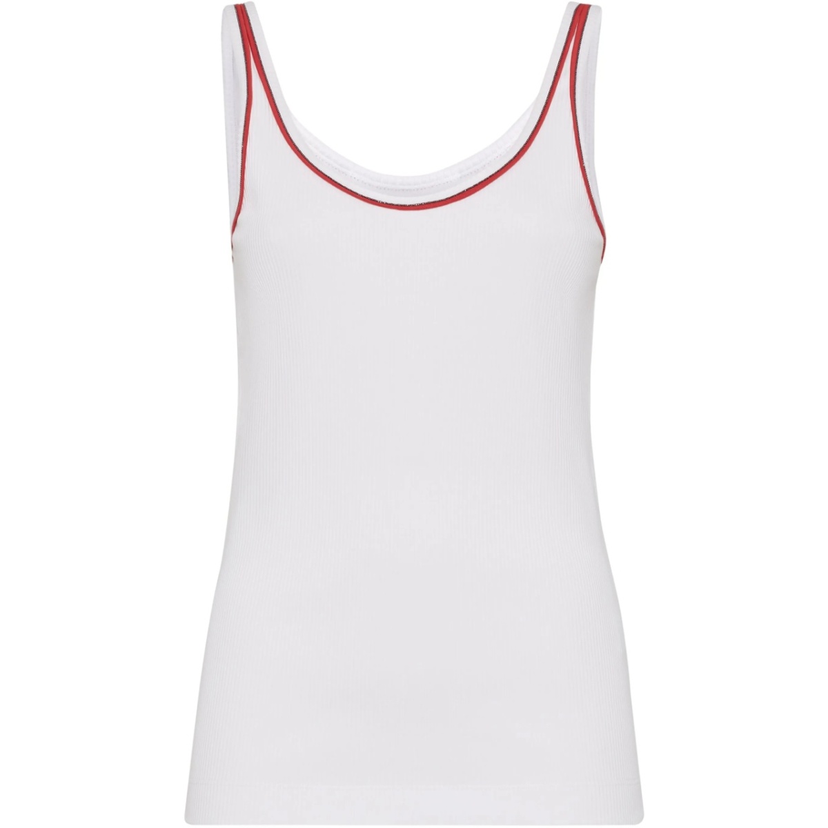 piped-trim jersey tank top