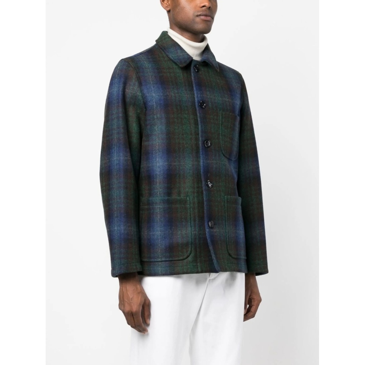 plaid virgin-wool shirt jacket - Img 3