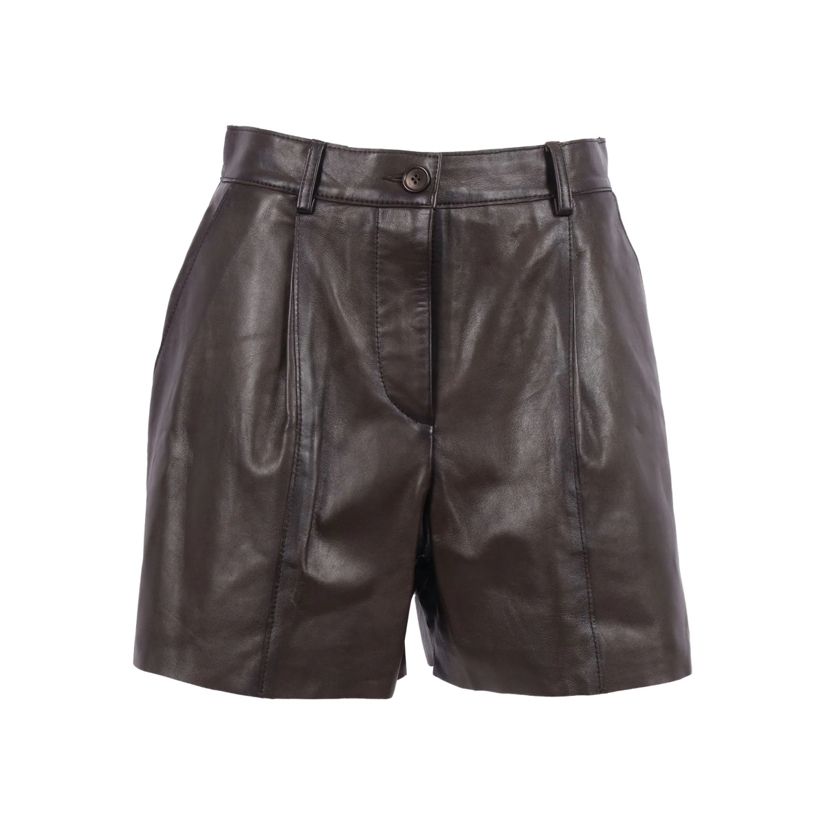 pleated leather bermuda shorts