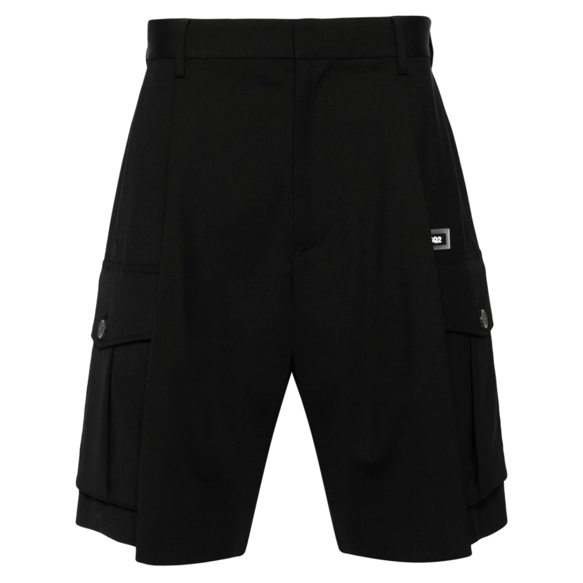 pleated virgin wool cargo shorts