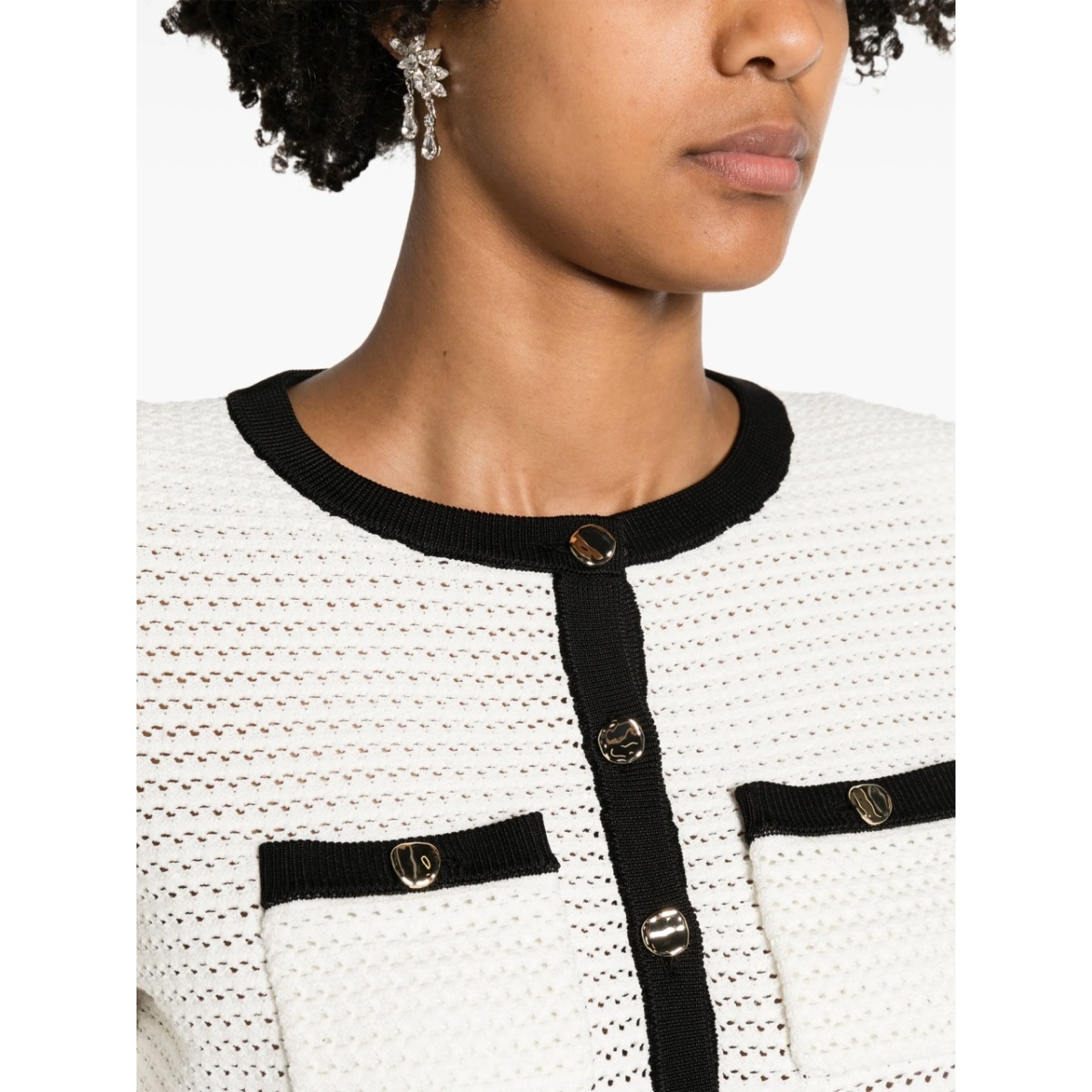 pointelle-knit cropped cardigan - Img 5