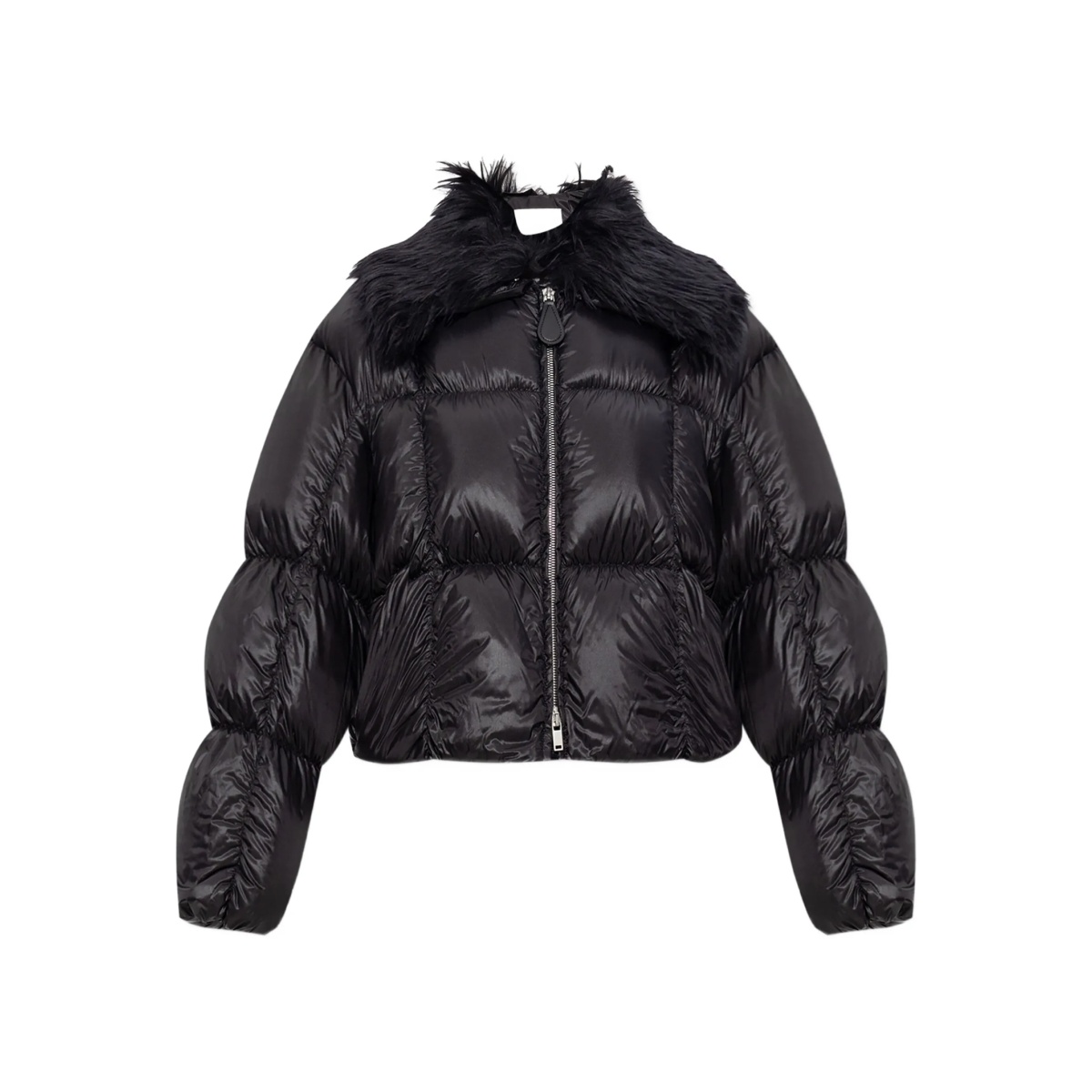 quilted faux-fur-collar jacket