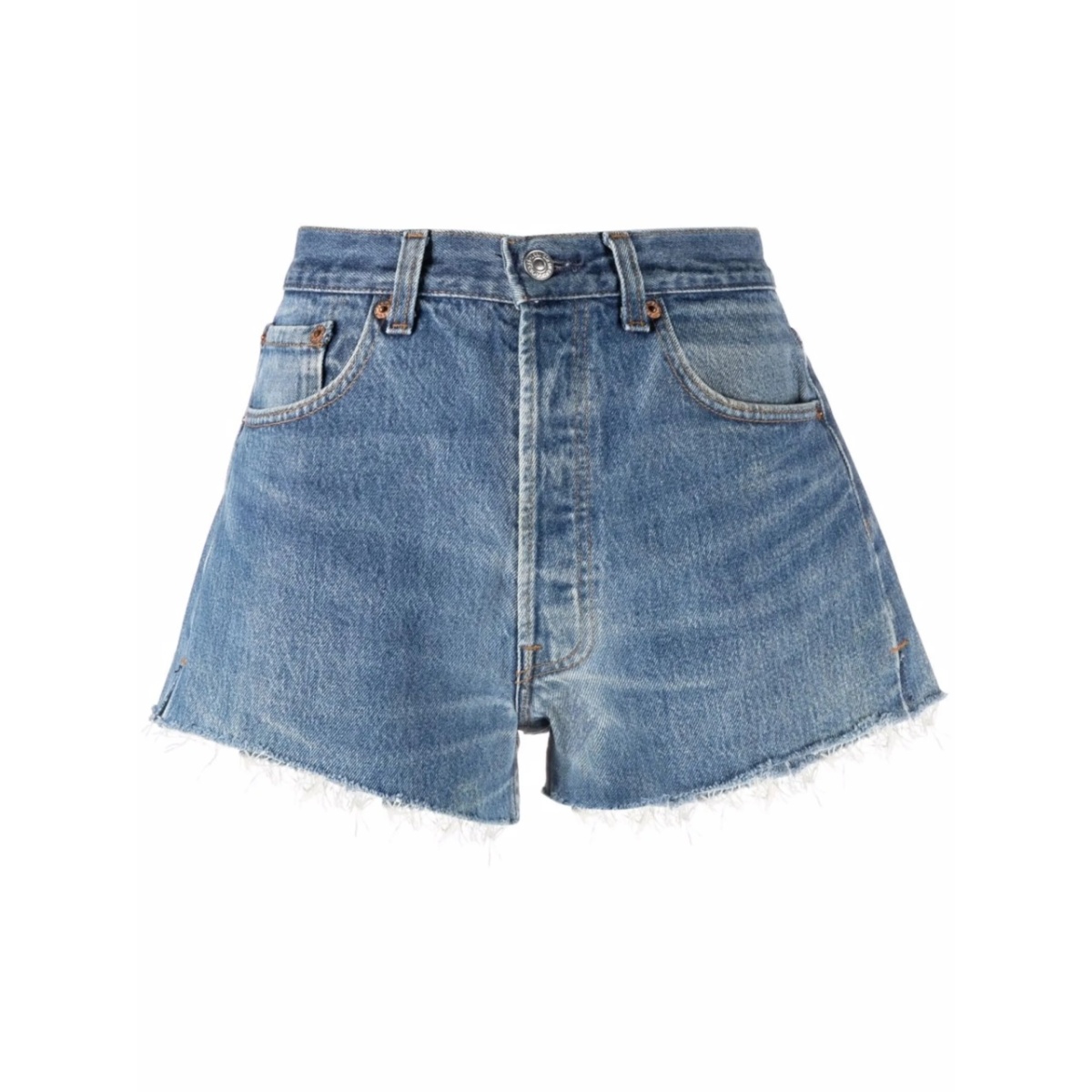 raw-edge denim shorts