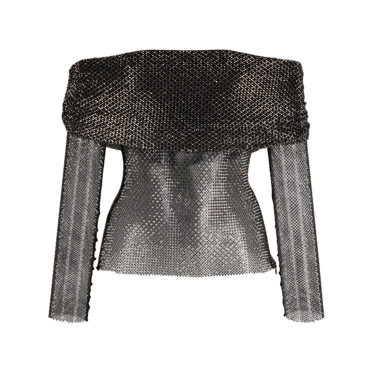 rhinestone-embellished off-the-shoulder top
