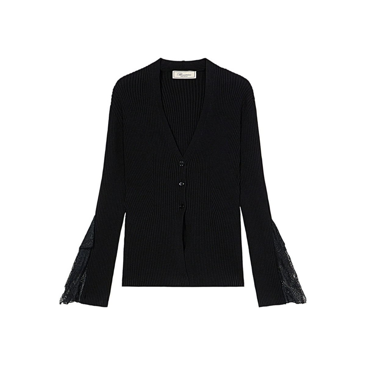 ribbed lace-trimmed cardigan