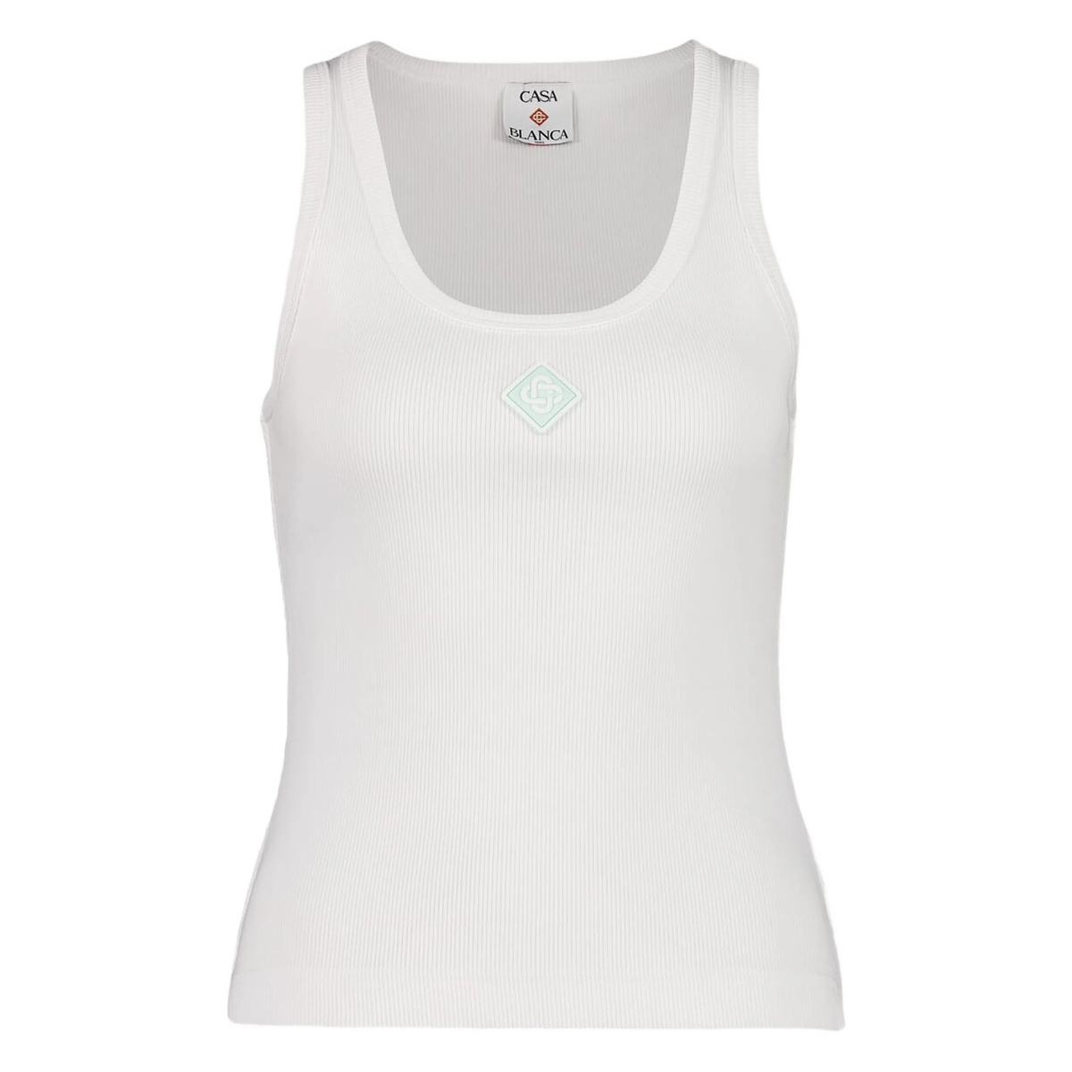 ribbed logo-plaque tank top