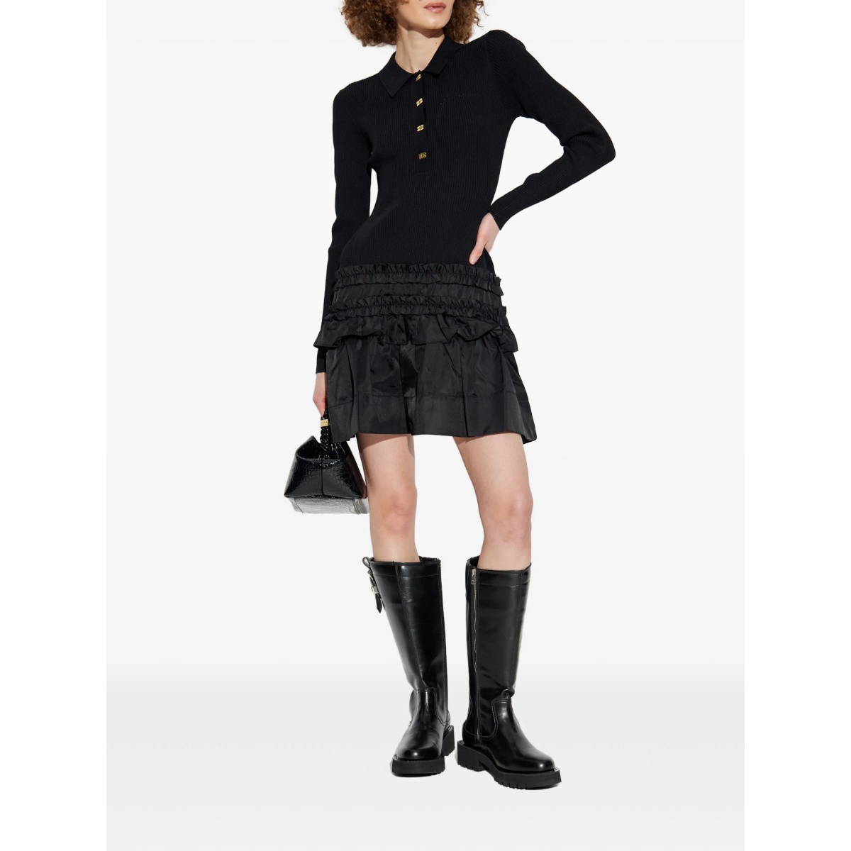 ribbed ruffled-skirt mini dress - Img 2