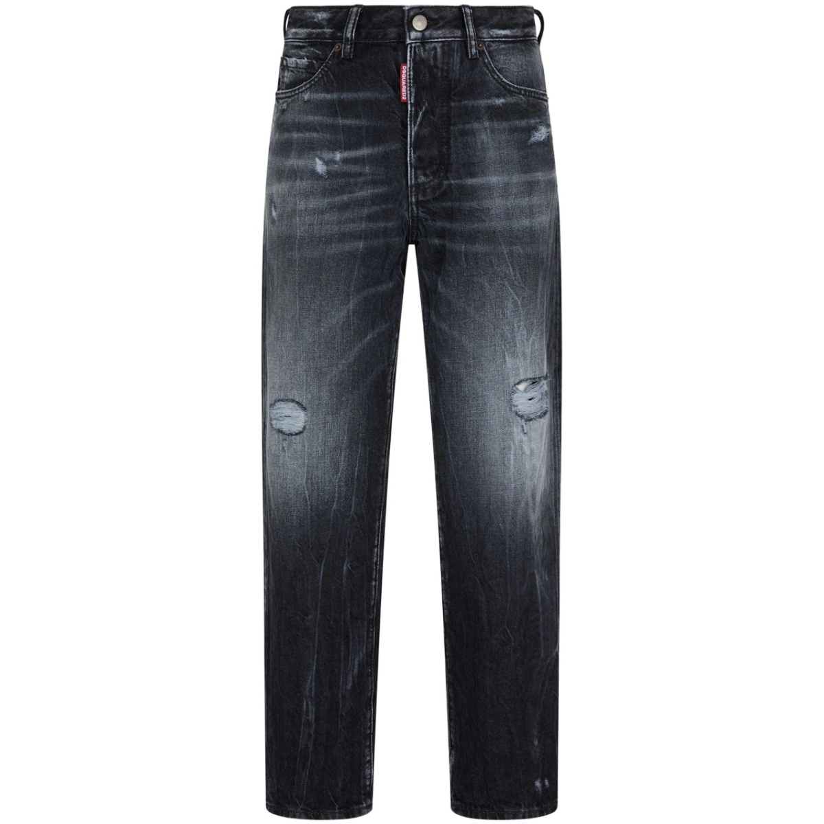 ripped straight-leg jeans