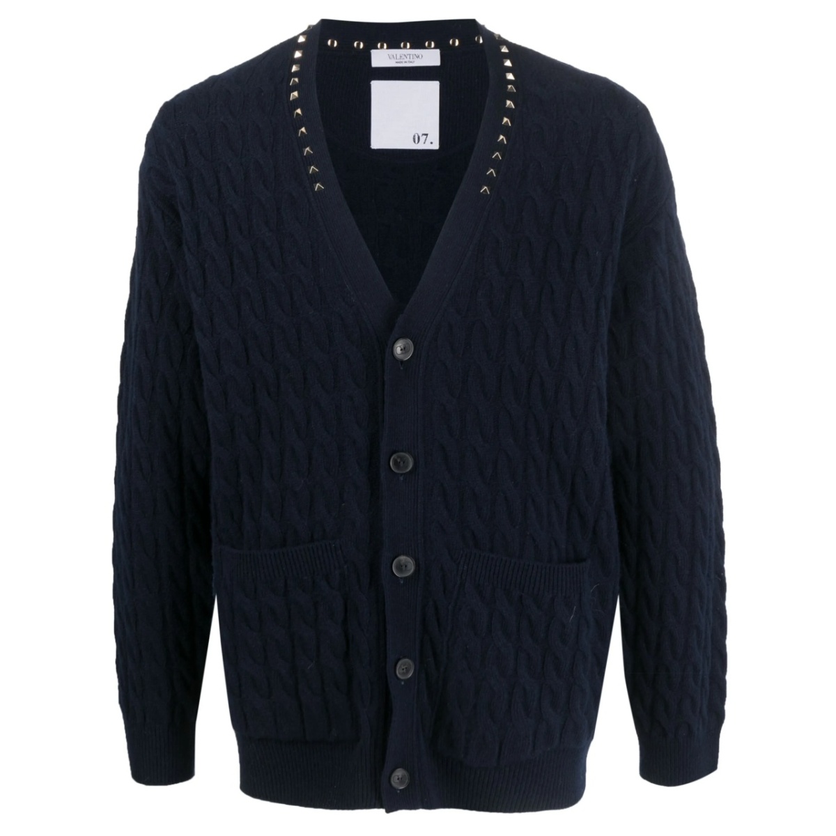 Rockstud-embellished cable-knit cardigan