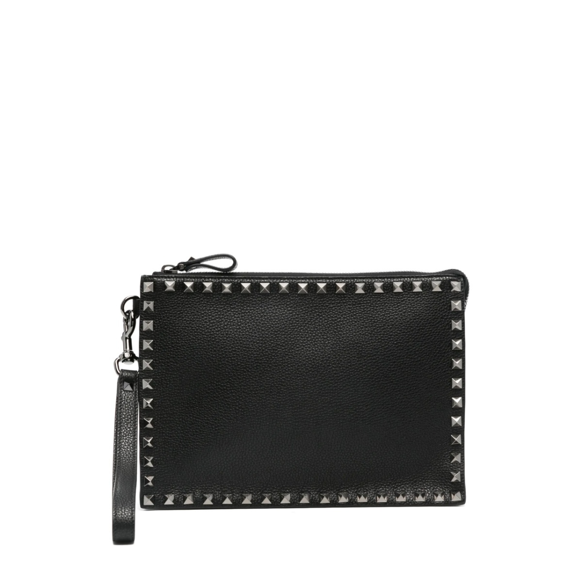 Rockstud leather clutch bag