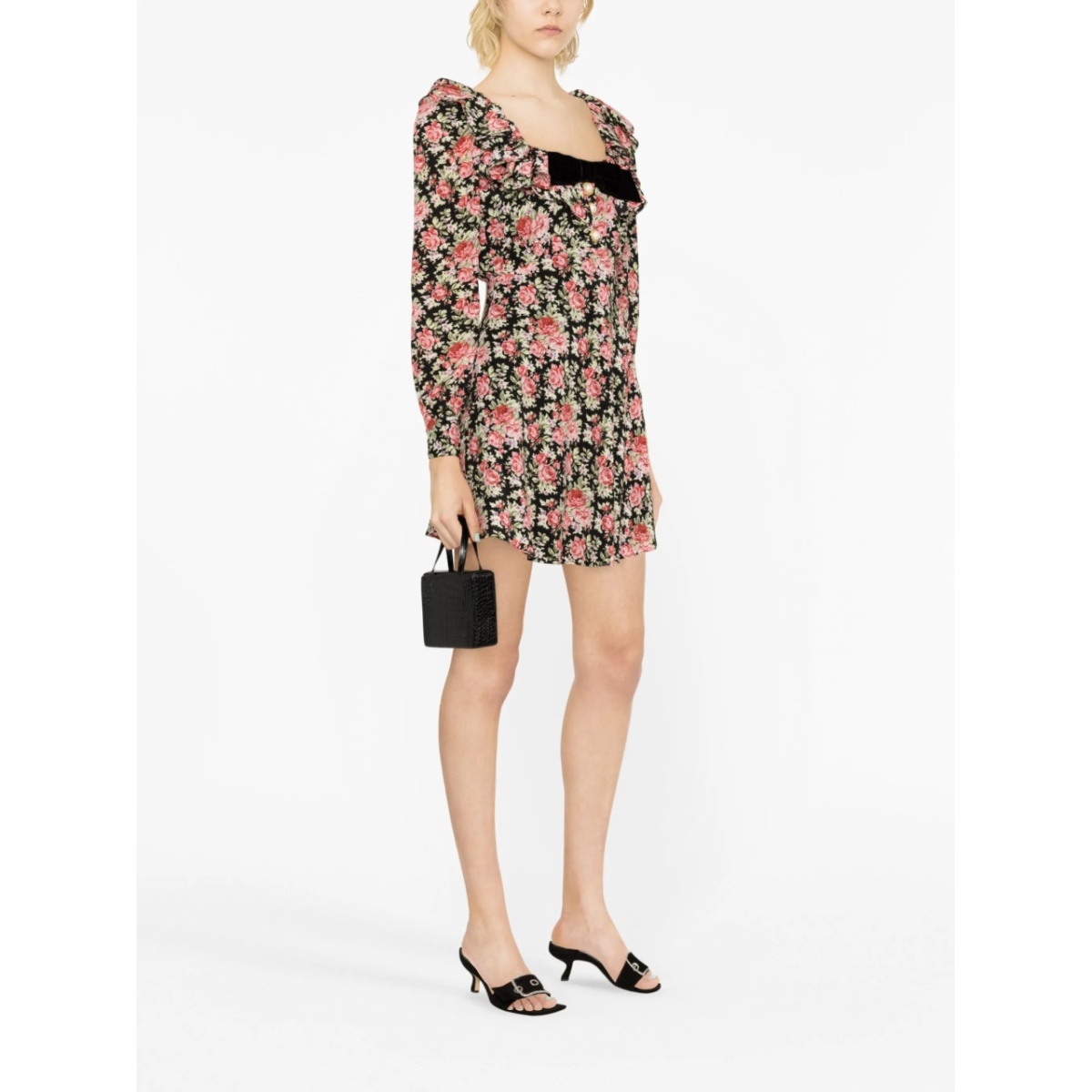 rose-print silk minidress - Img 4