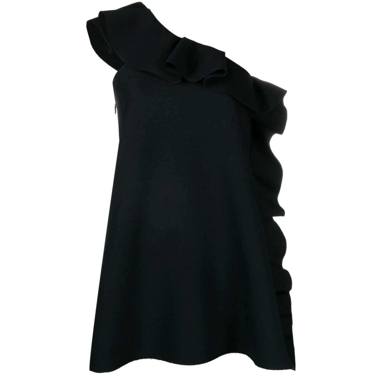 ruffle-trim asymmetric minidress