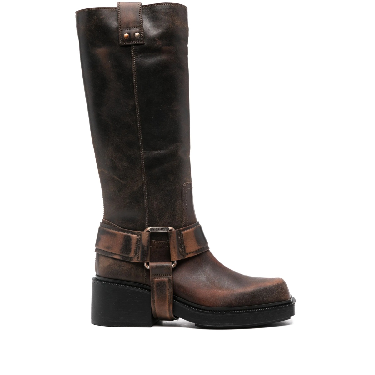 Saddle calf-length boots