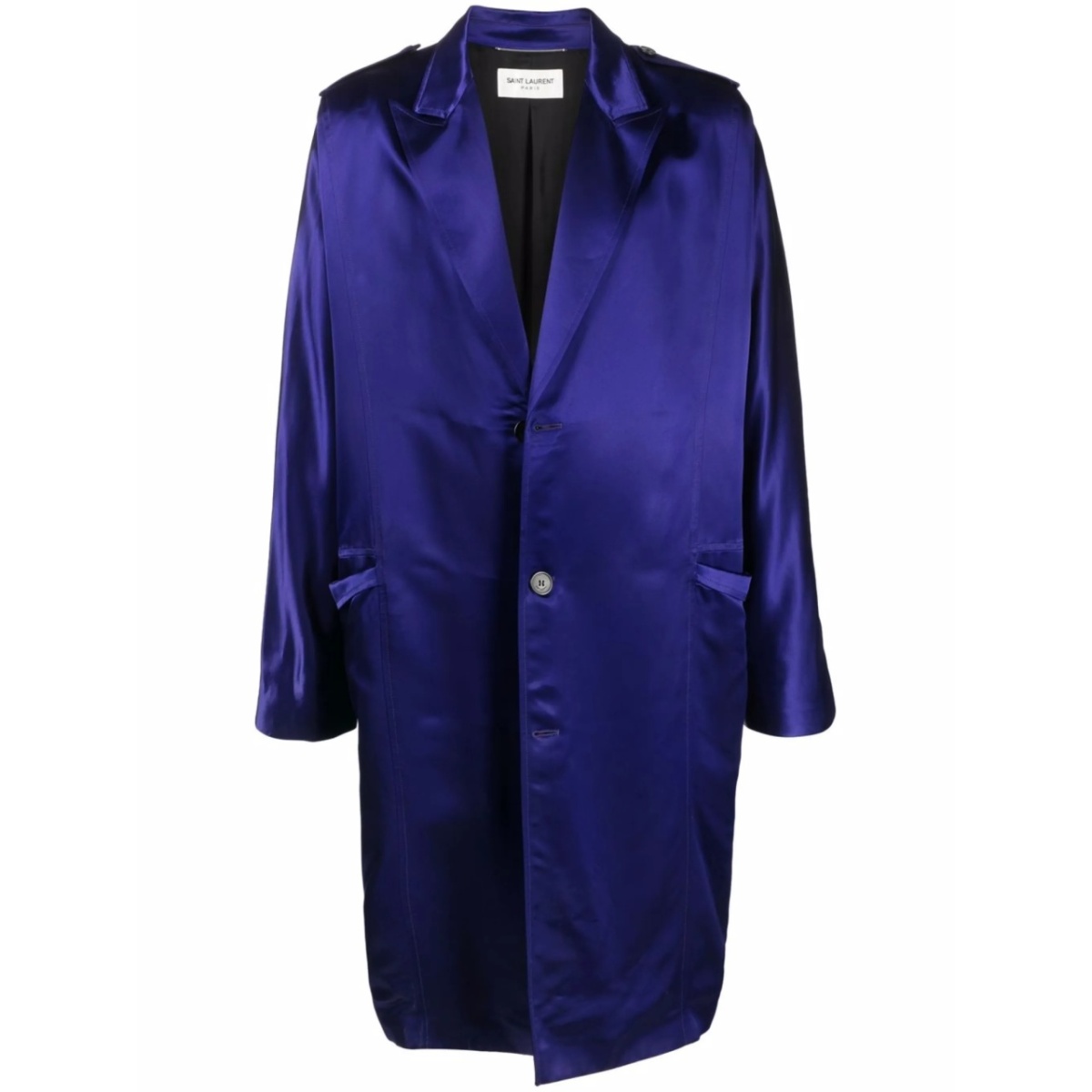 satin-finish single-breasted coat