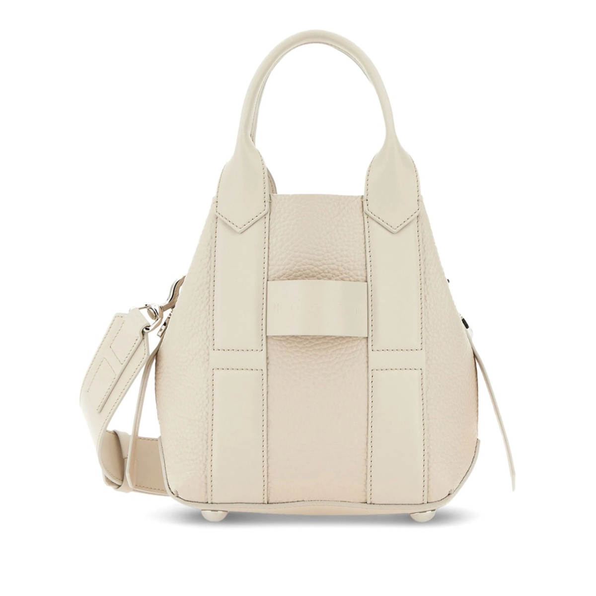 Script leather tote bag