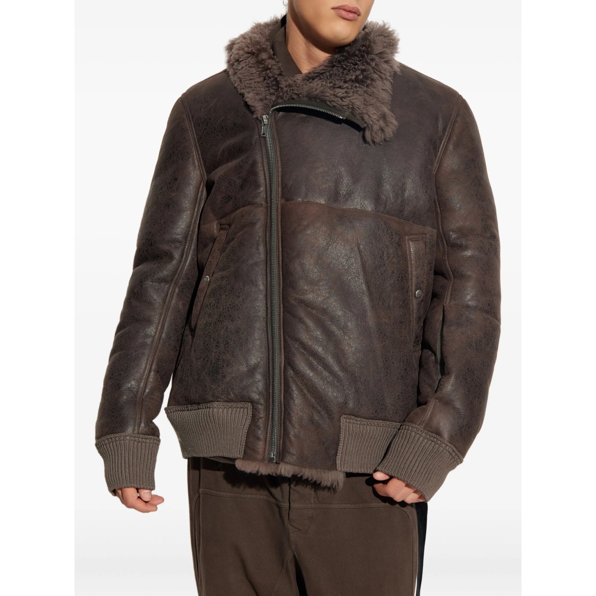 shearling-collared zip-front jacket - Img 3