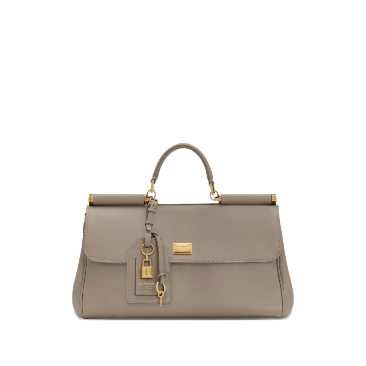 Sicily lock-charm leather tote bag