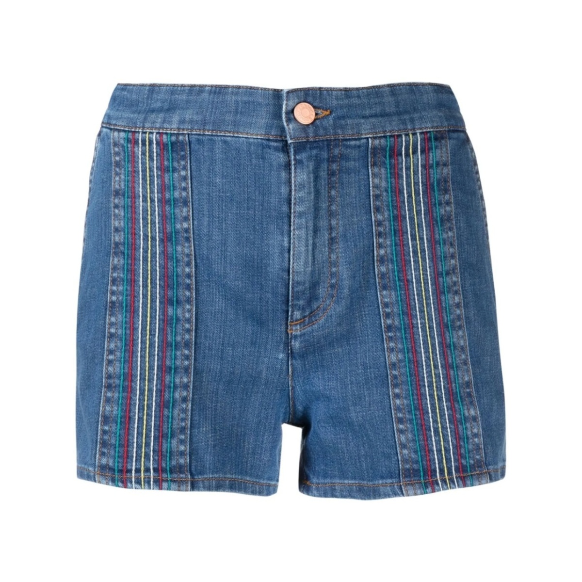 signature rainbow-stitch denim shorts