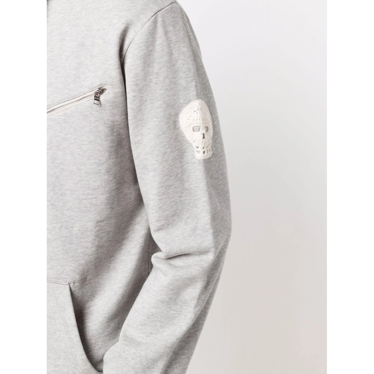skull-patch zip-detail hoodie - Img 5
