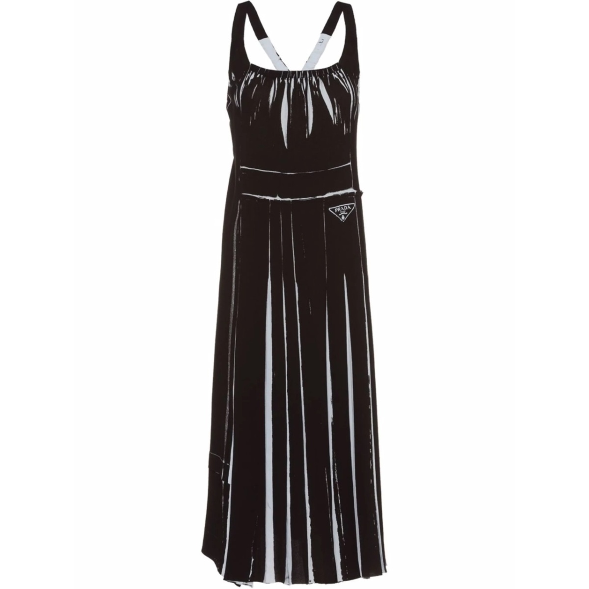 sleeveless printed sablé dress