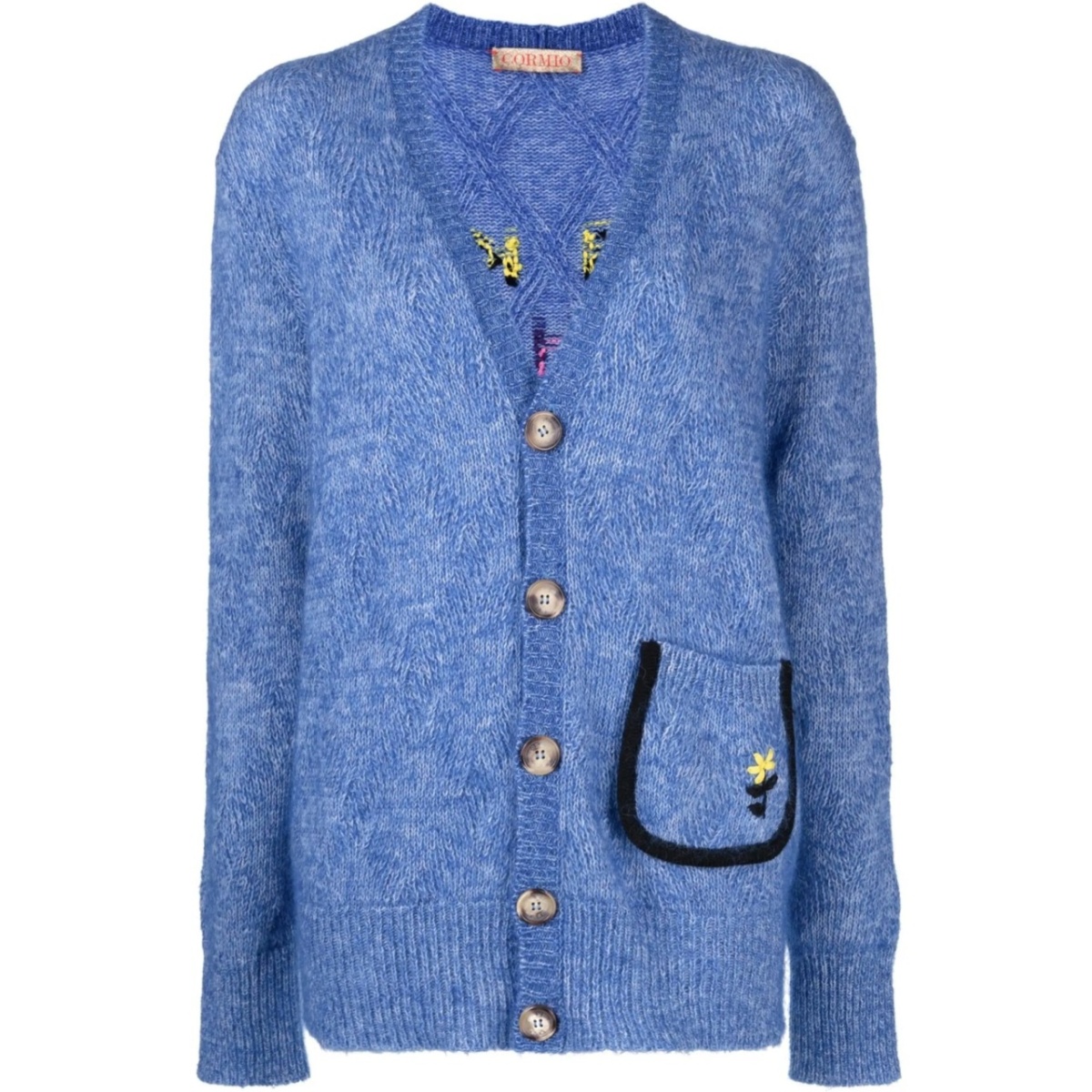 slogan intarsia cardigan