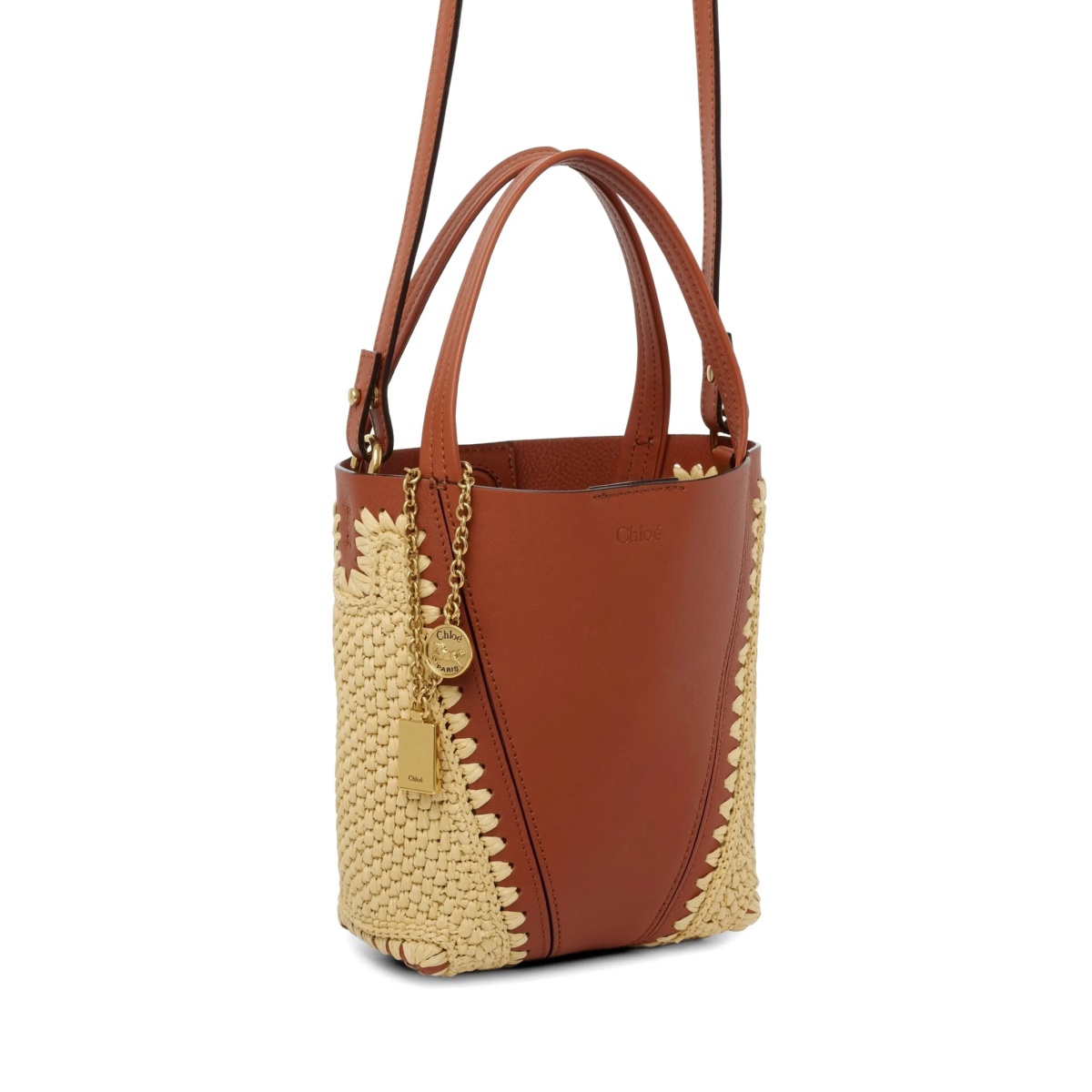 small Chloé Spin woven-pannels charm-detail bucket bag - Img 4