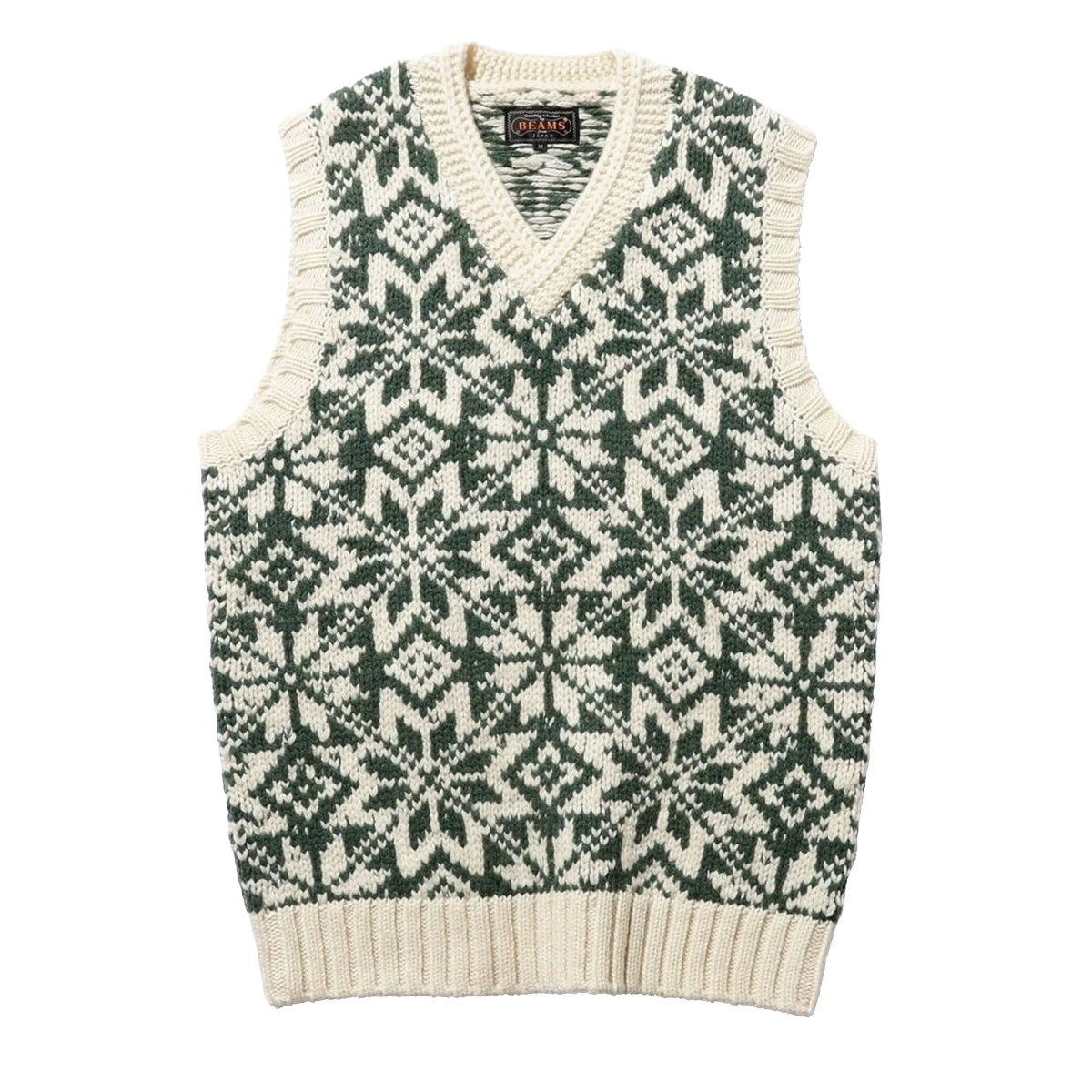 snowflake-pattern v-neck vest