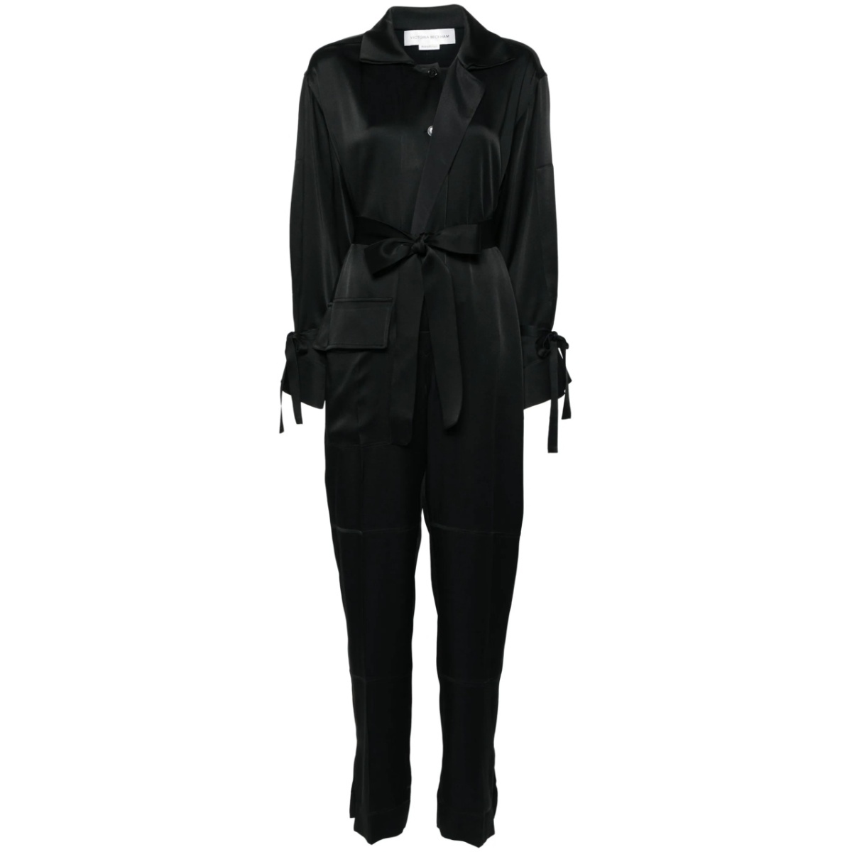 spread-collar crepe jumpsuit