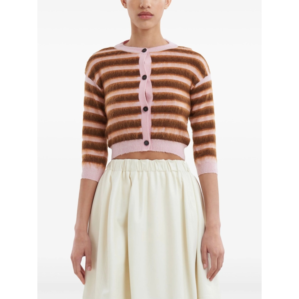 striped brushed wool cardigan - Img 3