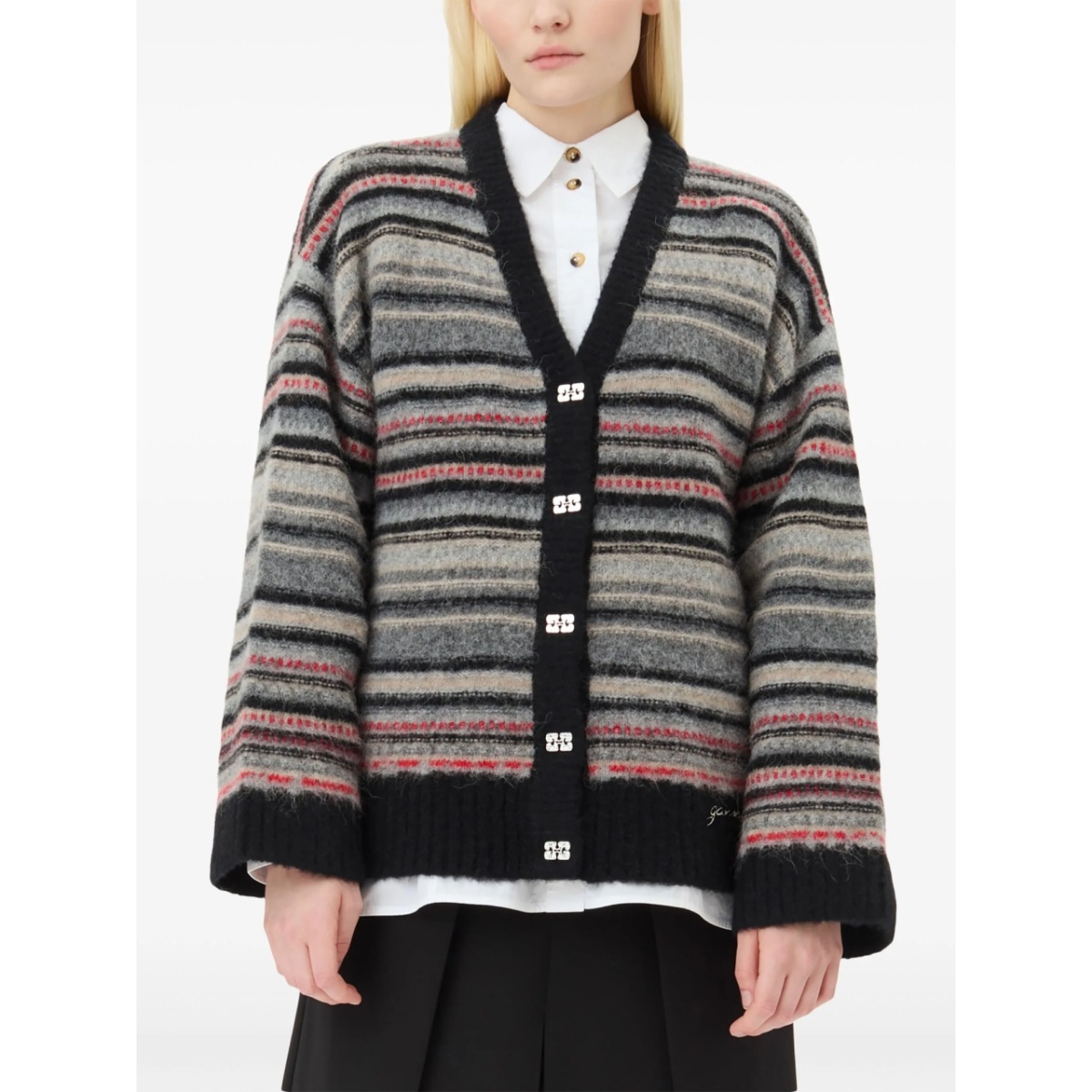 striped buttoned cardigan - Img 5