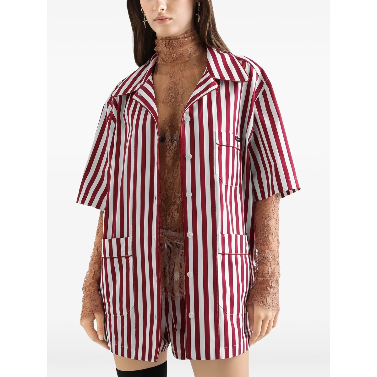 striped chest-pocket shirt - Img 3