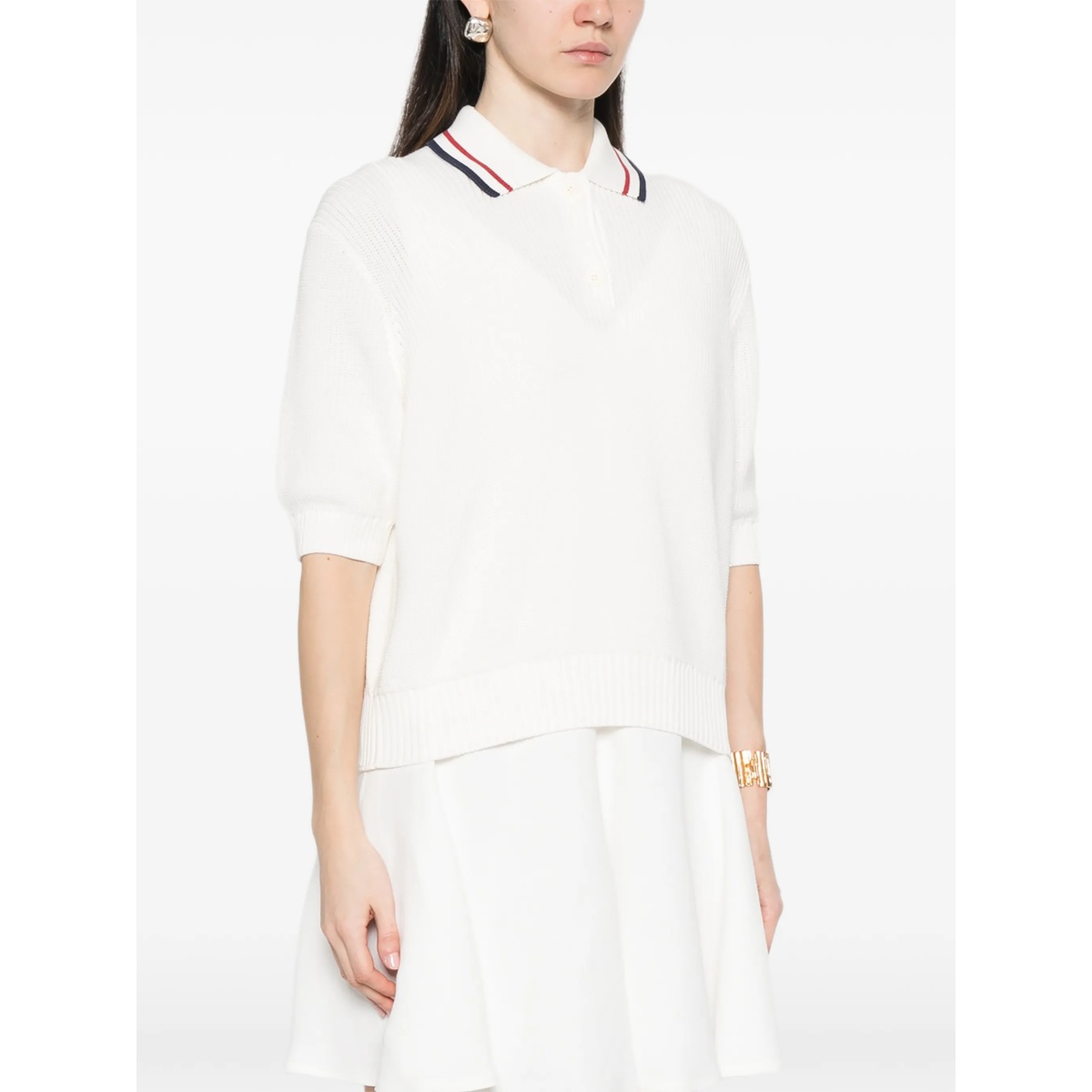 striped-collar polo top - Img 3