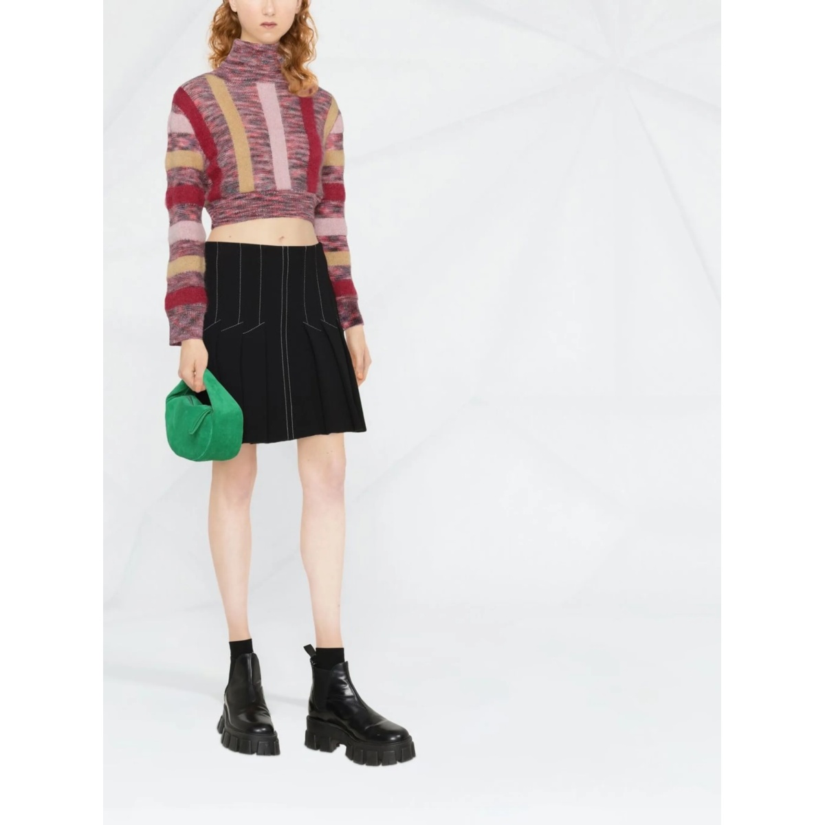 striped roll-neck crop jumper - Img 2