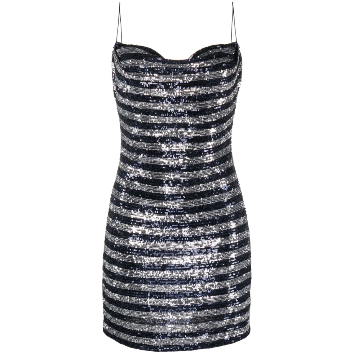 striped sequinned-tulle minidress