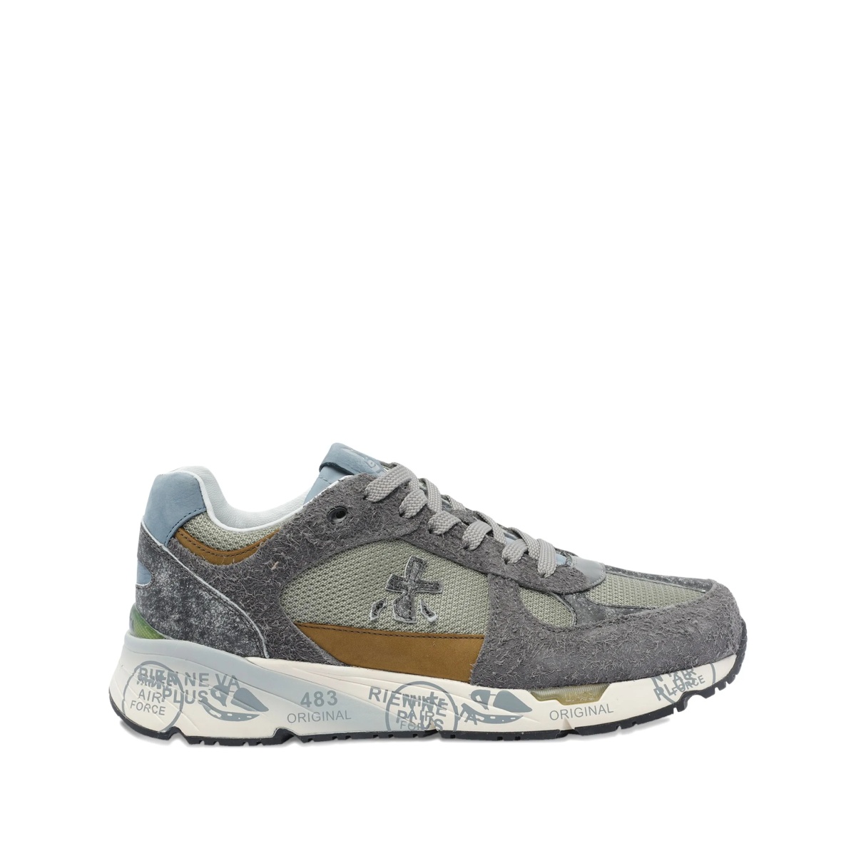 suede-panel lace-up sneakers