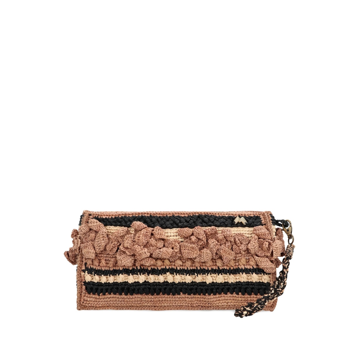 Tanala raffia-crochet striped clutch