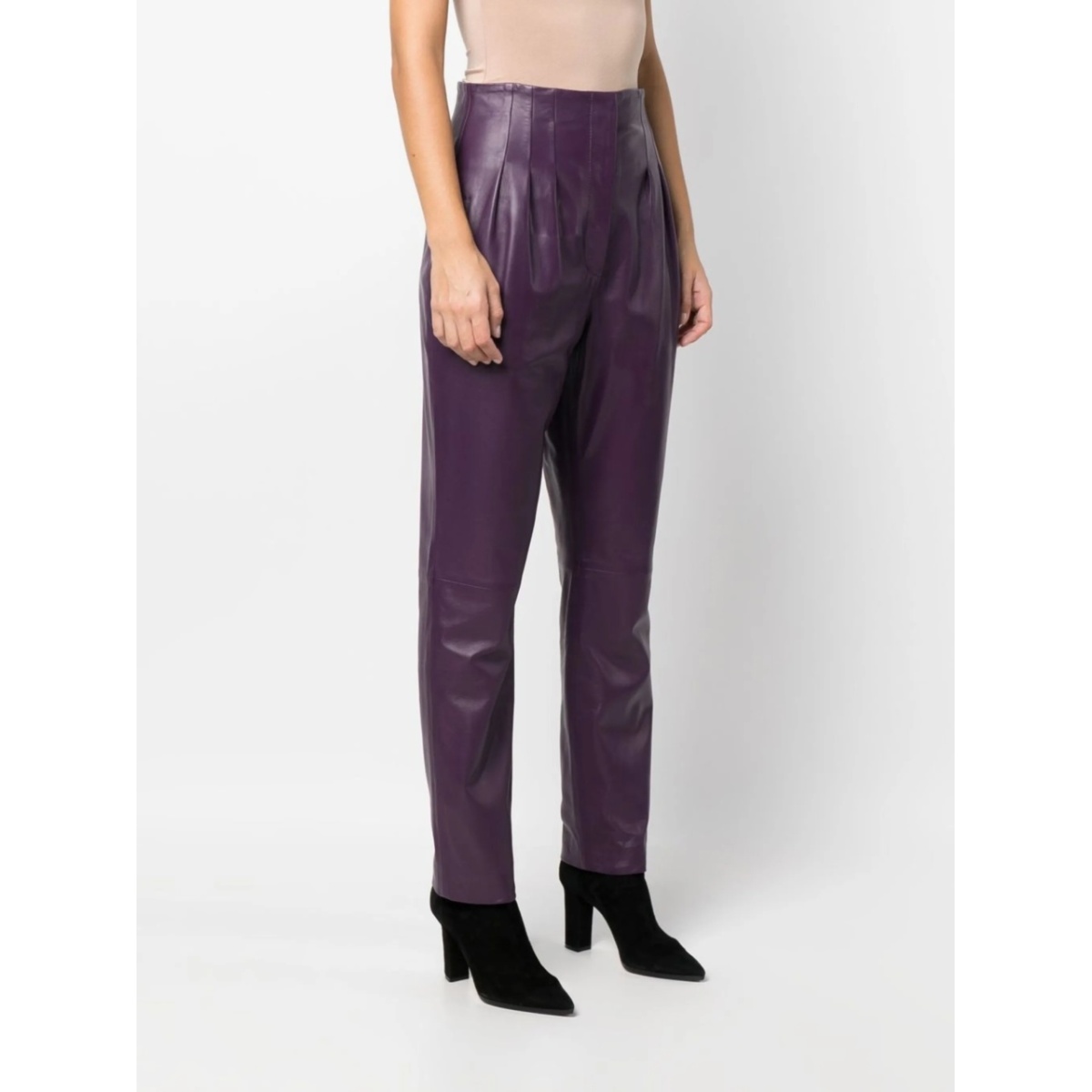 tapered-leg leather trousers - Img 3