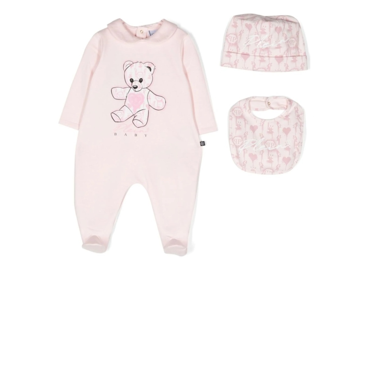 Teddy-motif babygrow set