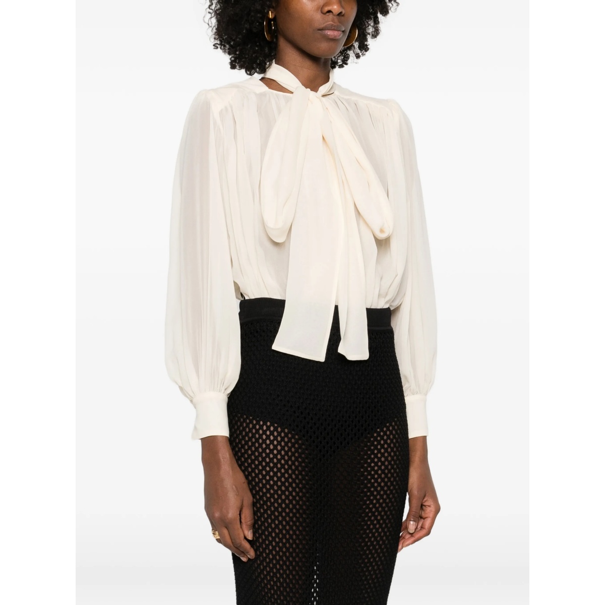 tie-detail pleated top - Img 3