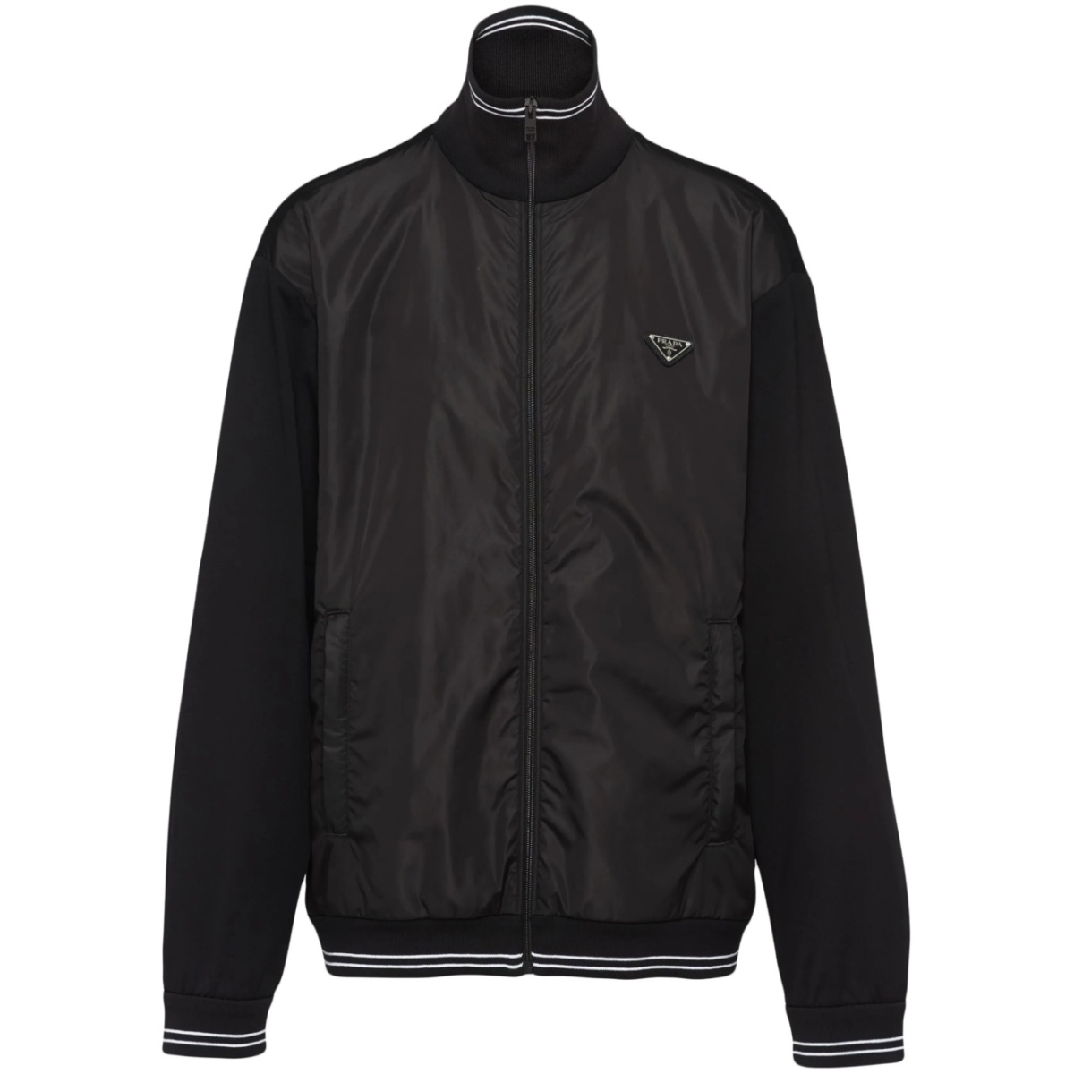 triangle-logo panelled bomber jacket