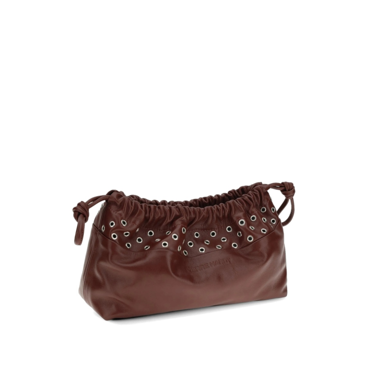 Twin eyelets drawstring leather clutch bag - Img 3