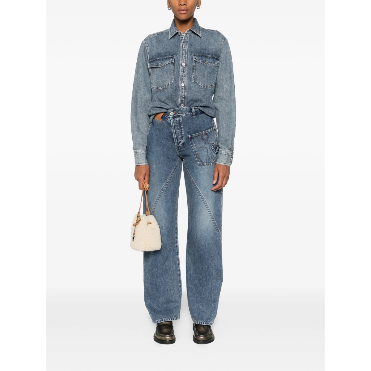twisted-effect logo-patch denim jeans - Img 2