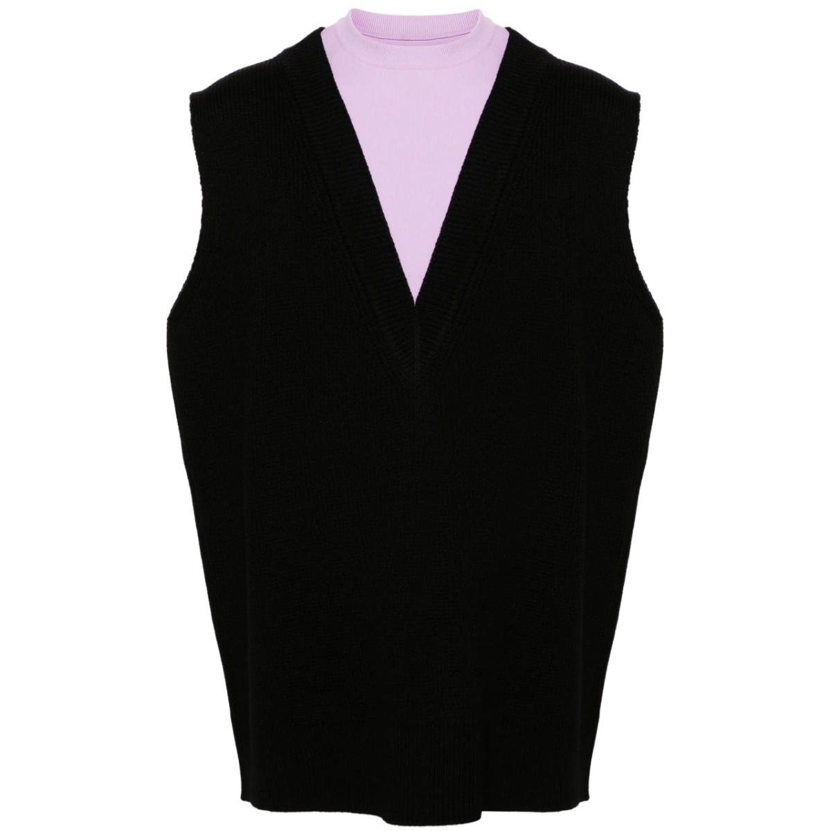 two-tone layered knitted vest