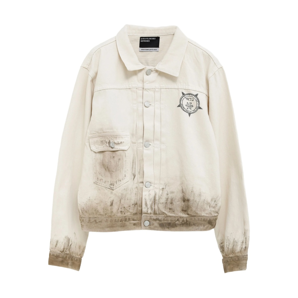 Type VIII graphic-print distressed denim jacket