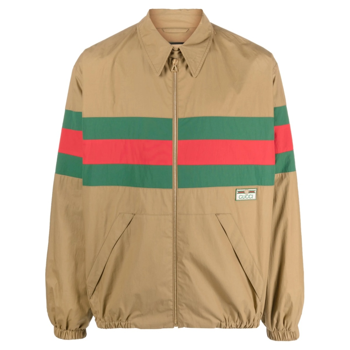 Web-stripe zip-up shirt jacket