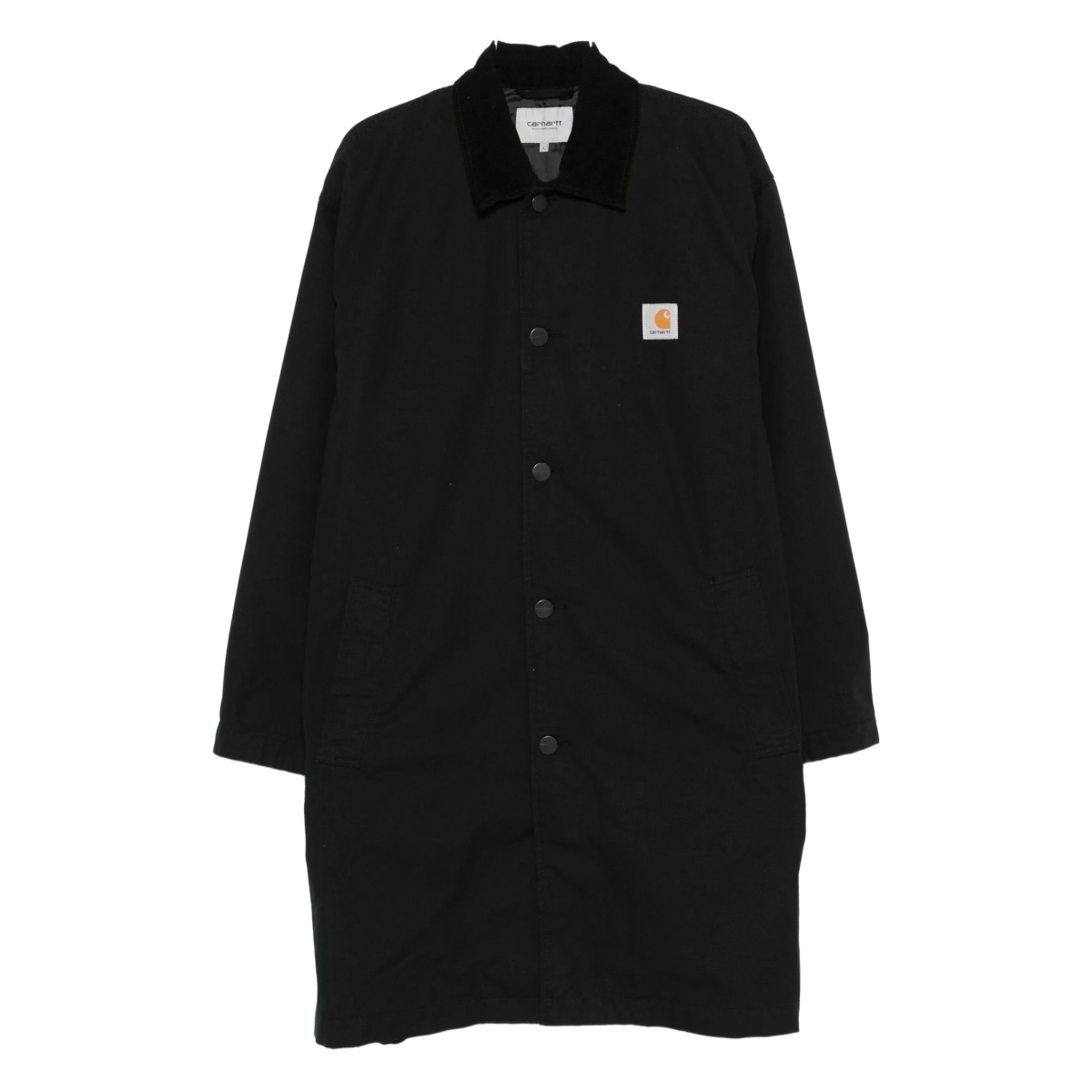 Webster button-fastening logo-patch coat