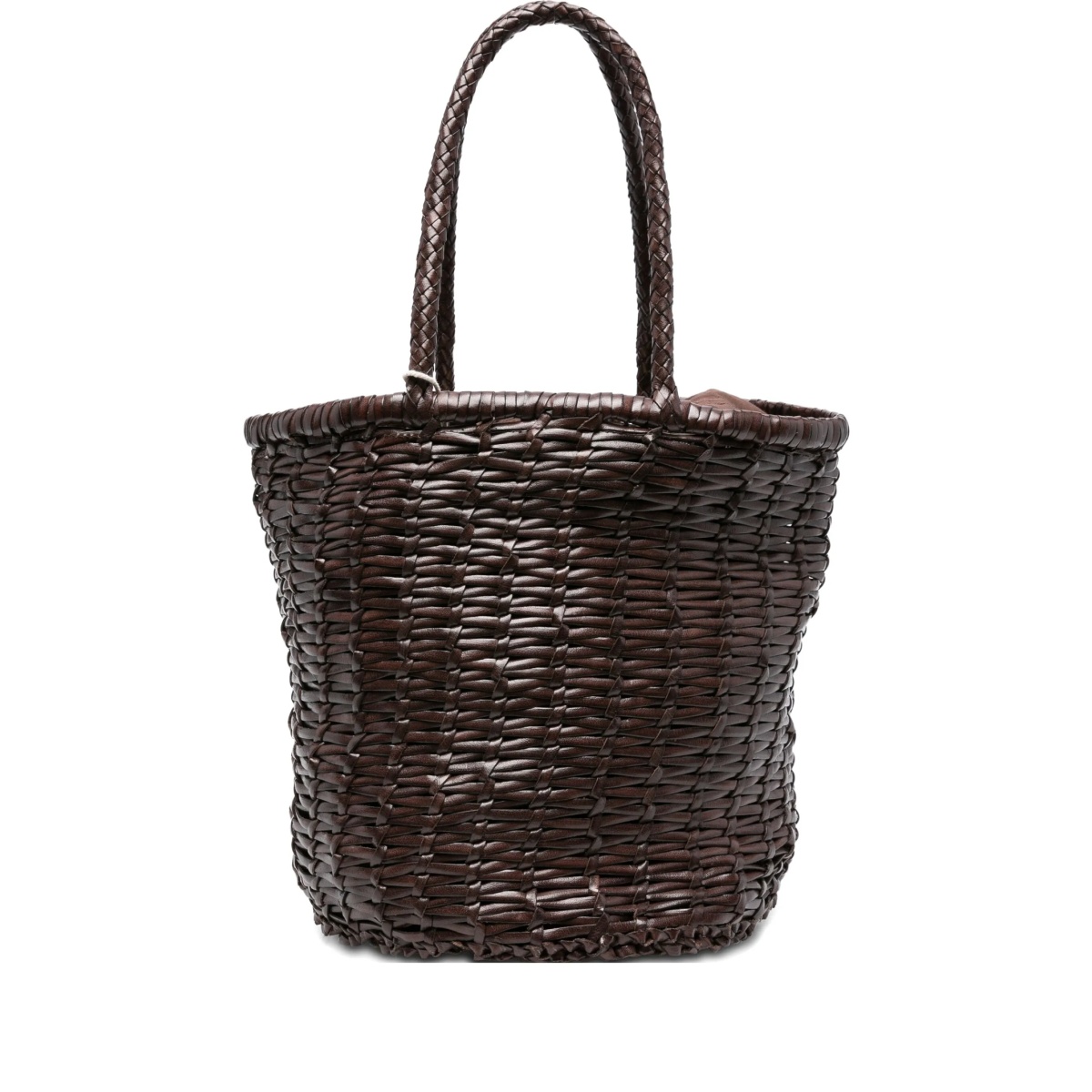woven-leather bucket bag