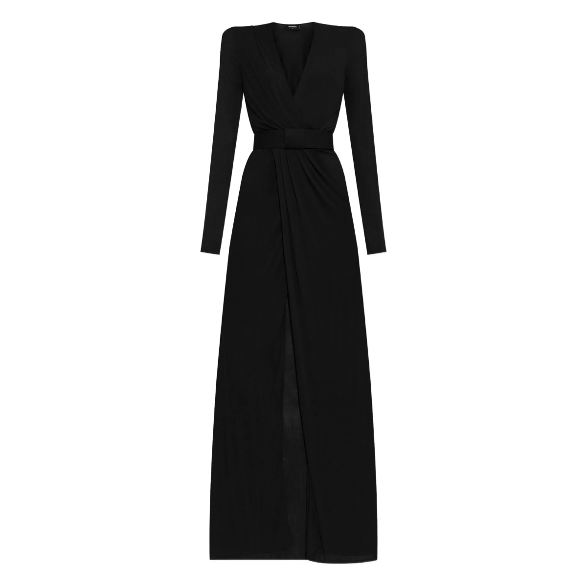 wrap-front long-sleeve dress