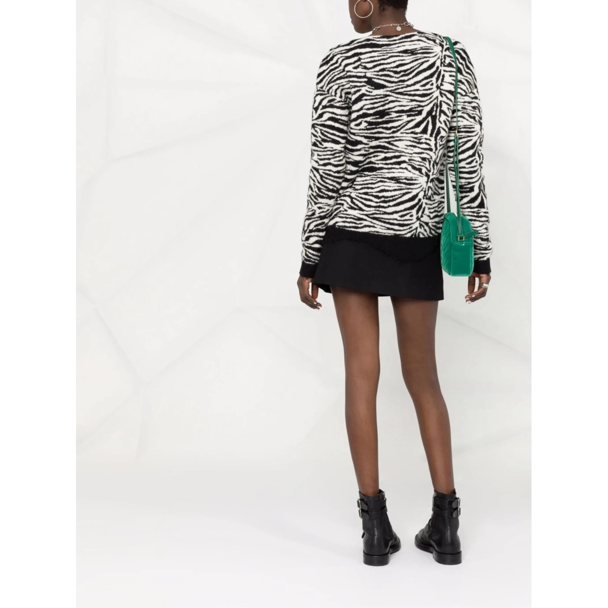 zebra-pattern ripped jumper - Img 4
