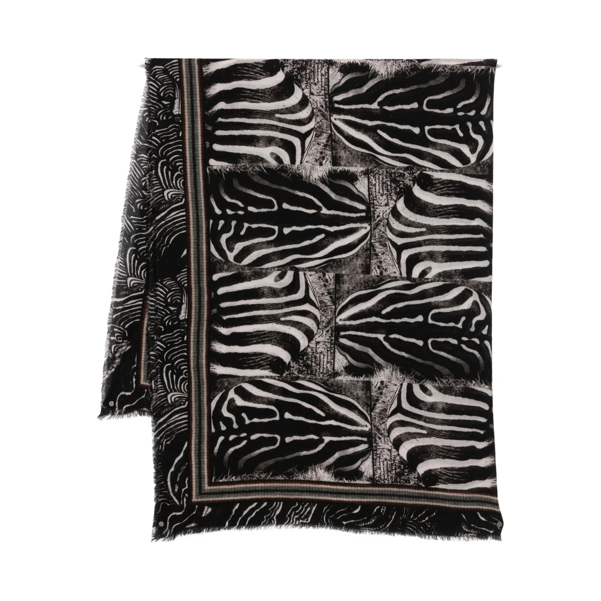zebra-print fringed scarf